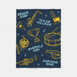 Marching Band Doodle Patroon Senior Cadeau Fleece Deken