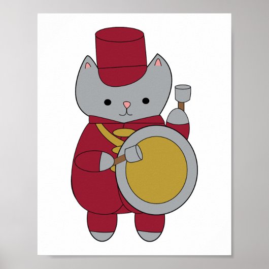 Marching Band Kat Maroon en Goud Poster (Voorkant)