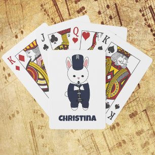 Marching Band Klarinet Konijn Blauw Personaliseren Pokerkaarten