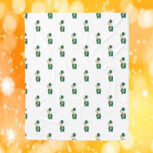 Marching Band Konijn met Trombone Groen Goud Fleece Deken