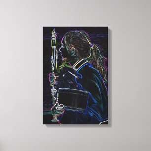 Marching Clarinetist Wrapped Canvas Afdruk