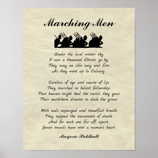 Marching Mannen World War I Poem Poster (Voorkant)