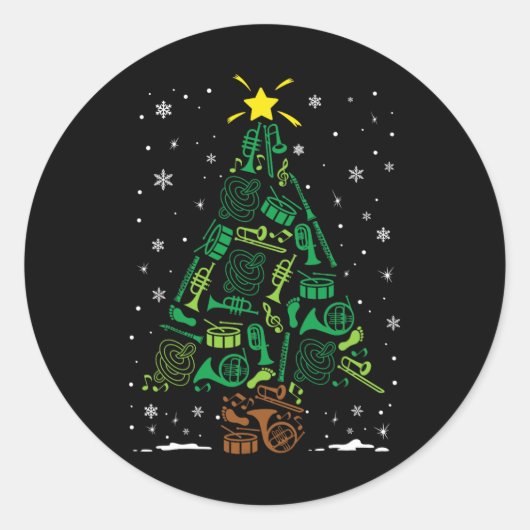 Marching Nd Instrument Family Matching Christmas T Ronde Sticker (Voorkant)