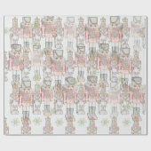 Marching Notenkrakers Sneeuwvlokken Wit Cadeaupapier (Vlak)