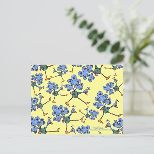 Marching Peacock collage Briefkaart (Staand voorkant)