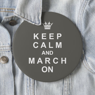 Marchingstok kalm houden en maart aan ronde button 6,0 cm