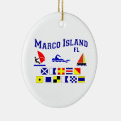 Marco Island FL Signal Flags Keramisch Ornament (Rechts)