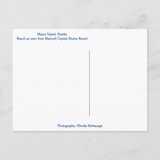 Marco Island Florida Beach Golf of Mexico Briefkaart (Achterkant)