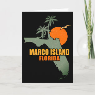 Marco Island Florida Map Palm Tree Vintage 60's Kaart