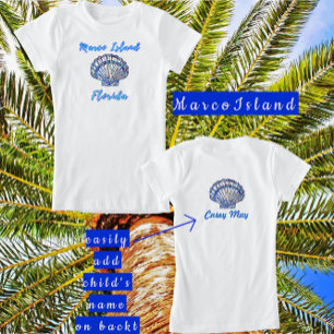 Marco Island Florida Mooie Mozaïek Schelp Naam T-shirt