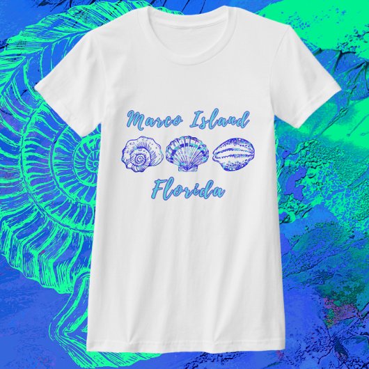 Marco Island Florida  Ocean Blue Seashells T-shirt