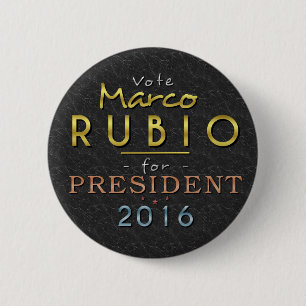 Marco Rubio President 2016 Gold Black Classy Ronde Button 5,7 Cm