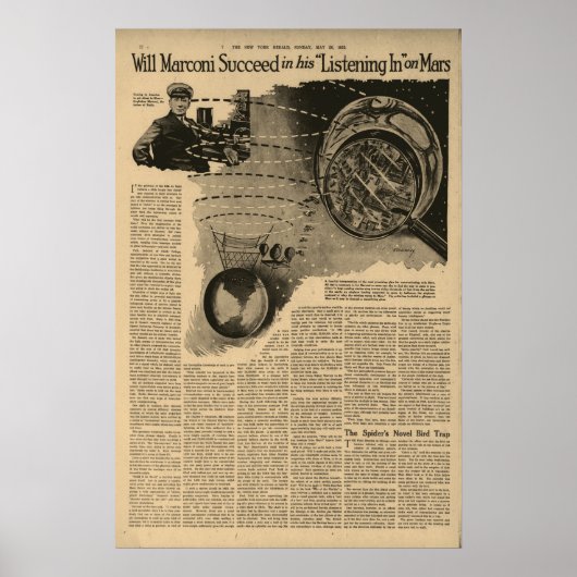 marconi luistert op Mars Circa 1922 Poster (Voorkant)