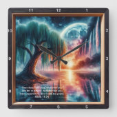 Marcus 11:24 Geloofsbevestiging: aangepaste muurku Vierkante Klok (Voorkant)