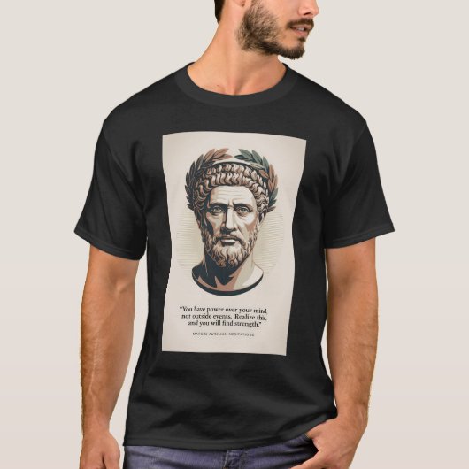Marcus Aurelius Meditations Quote Illustration Art T-shirt (Voorkant)