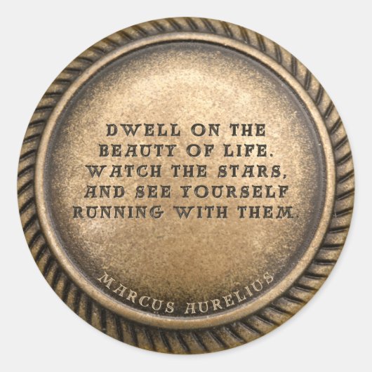 Marcus Aurelius Quote Dwell over de schoonheid van Ronde Sticker (Voorkant)