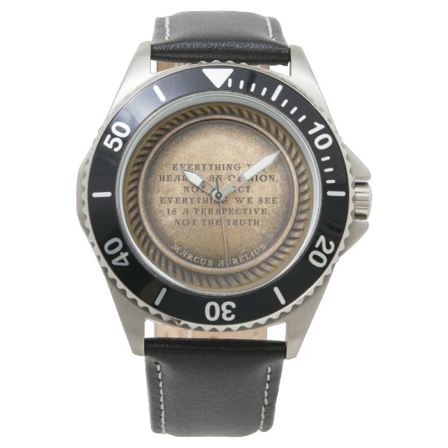 Marcus Aurelius Quote Opinionated Coin Horloge (Voorkant)