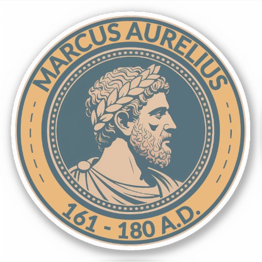 Marcus Aurelius Roman Emperor Illustration Badge Sticker (Voorkant)