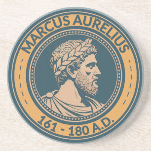 Marcus Aurelius Romeinse keizer Illustratie Badge Zandsteen Onderzetter