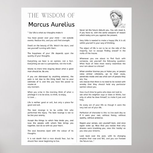 Marcus Aurelius Stoïcijnse meditaties. De Wijsheid Poster (Voorkant)