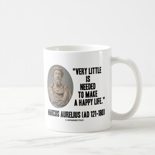 Marcus Aurelius Zeer weinig nodig om gelukkig te z Koffiemok (Rechts)