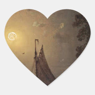 Marcus Larson nachtelijke reis maan nacht . Hart Sticker
