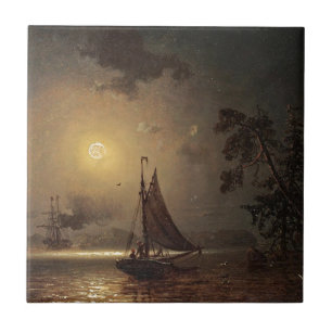 Marcus Larson nachtelijke reis maan nacht . Tegeltje