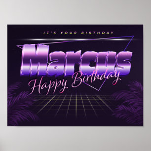 Marcus Nom Vorname lila retro Poster Geburtstag