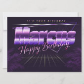 Marcus Prénom lila retro Carte Anniversaire (Devant)