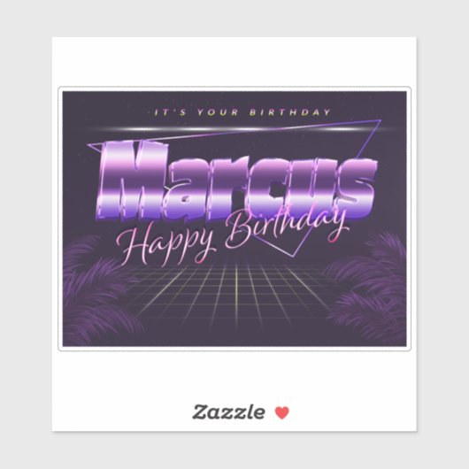 Marcus Prénom lila retro Sticker (Feuille)