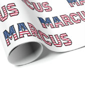 Marcus prénom nom USA papier cadeau US (Coin rond)