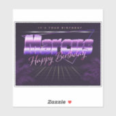 Marcus prénom sticker rétro lilas anniversaire (Feuille)