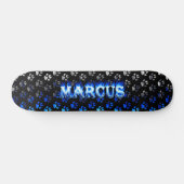 Marcus skateboard blauw vuur en vlammenontwerp (Horizontaal)