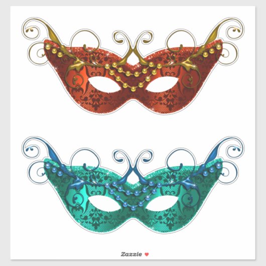 Mardi Gra Beaded Feathers maskers Sticker (Vel)
