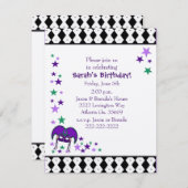 Mardi Gra Thème Anniversaire fête Invitation (Devant / Derrière)