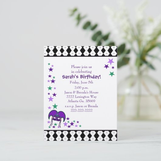 Mardi Gra Thème Anniversaire fête Invitation (Debout devant)