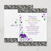 Mardi Gra Theme Birthday Party Invitation Kaart (Voorkant / Achterkant)