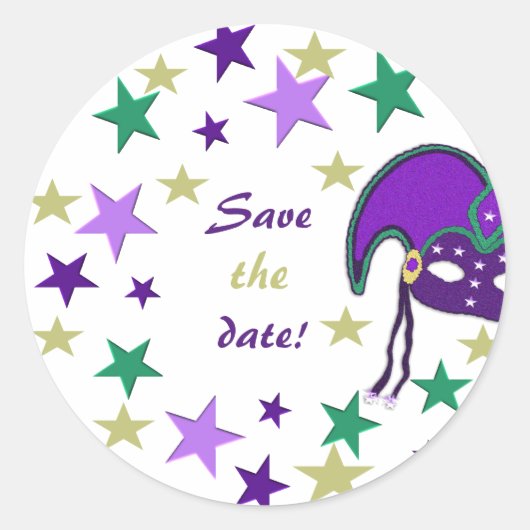 Mardi Gra Thème Enregistrer Les Stickers Date (Devant)