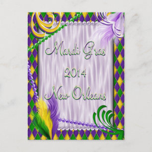 Mardi Gras 2014 New Orleans Harlekijnpatroon Briefkaart