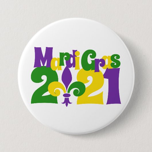 Mardi Gras 2021 fleur-de-lis Ronde Button 7,6 Cm (Voorkant)