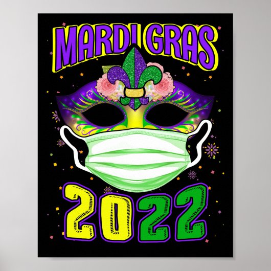 Mardi Gras 2022 met gezichtsmasker Poster (Voorkant)