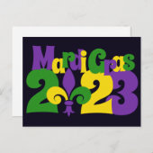 Mardi Gras 2023 fleur-de-lis Briefkaart (Voorkant / Achterkant)
