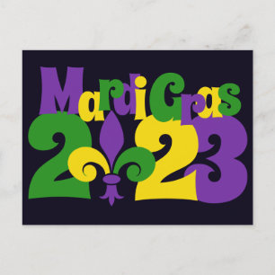 Mardi Gras 2023 fleur-de-lis Briefkaart