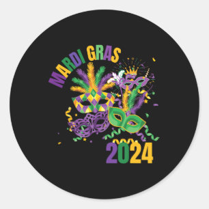 Mardi Gras 2024 Mask Mardi Gras Party Voor Mannen Ronde Sticker