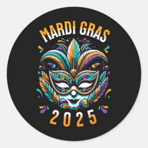 Mardi Gras 2025 Carnaval New Orleans Mardi Gras FA Ronde Sticker