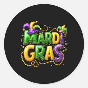 Mardi Gras 2025 Outfits voor mannen Vrouwen Ronde Sticker