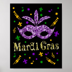 Mardi Gras 2025 - Vrouwen Meisjes New Orleans Mask Poster