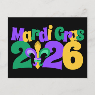 Mardi Gras 2026 fleur-de-lis Feestdagenkaart
