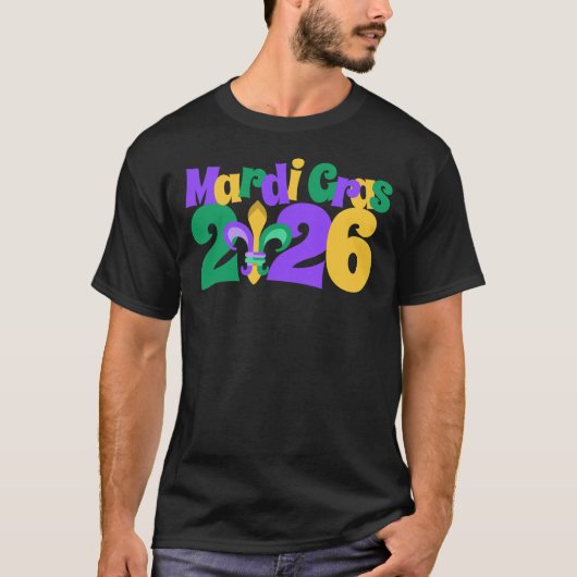 Mardi Gras 2026 fleur-de-lis T-shirt (Voorkant)