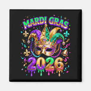 Mardi Gras 2026 Squad Carnaval Masker Kralen Ontwe Magneet